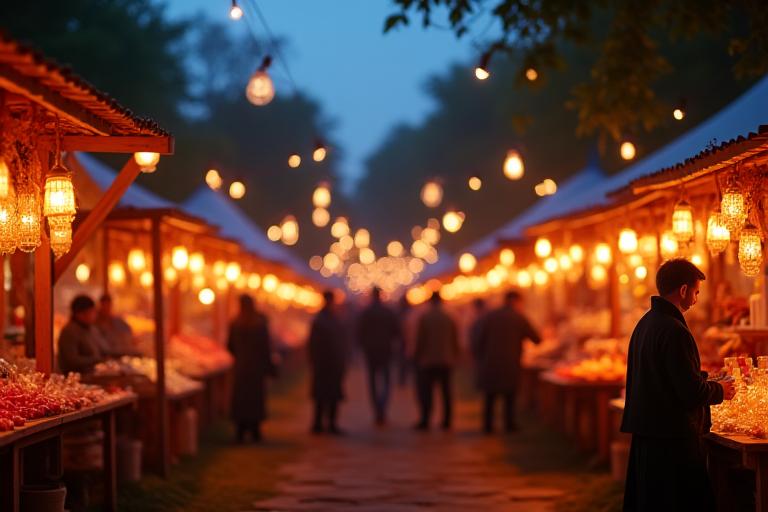 Artesanías iluminadas en festival