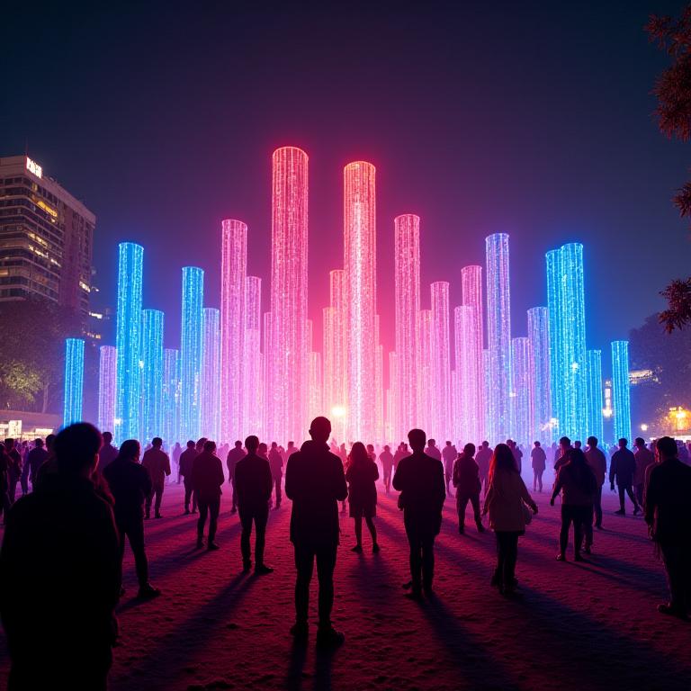 Arte lumínico en festival de Medellín